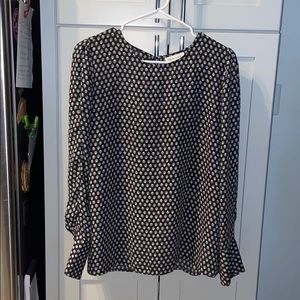 Black And White Patterned Long Sleeve Blouse